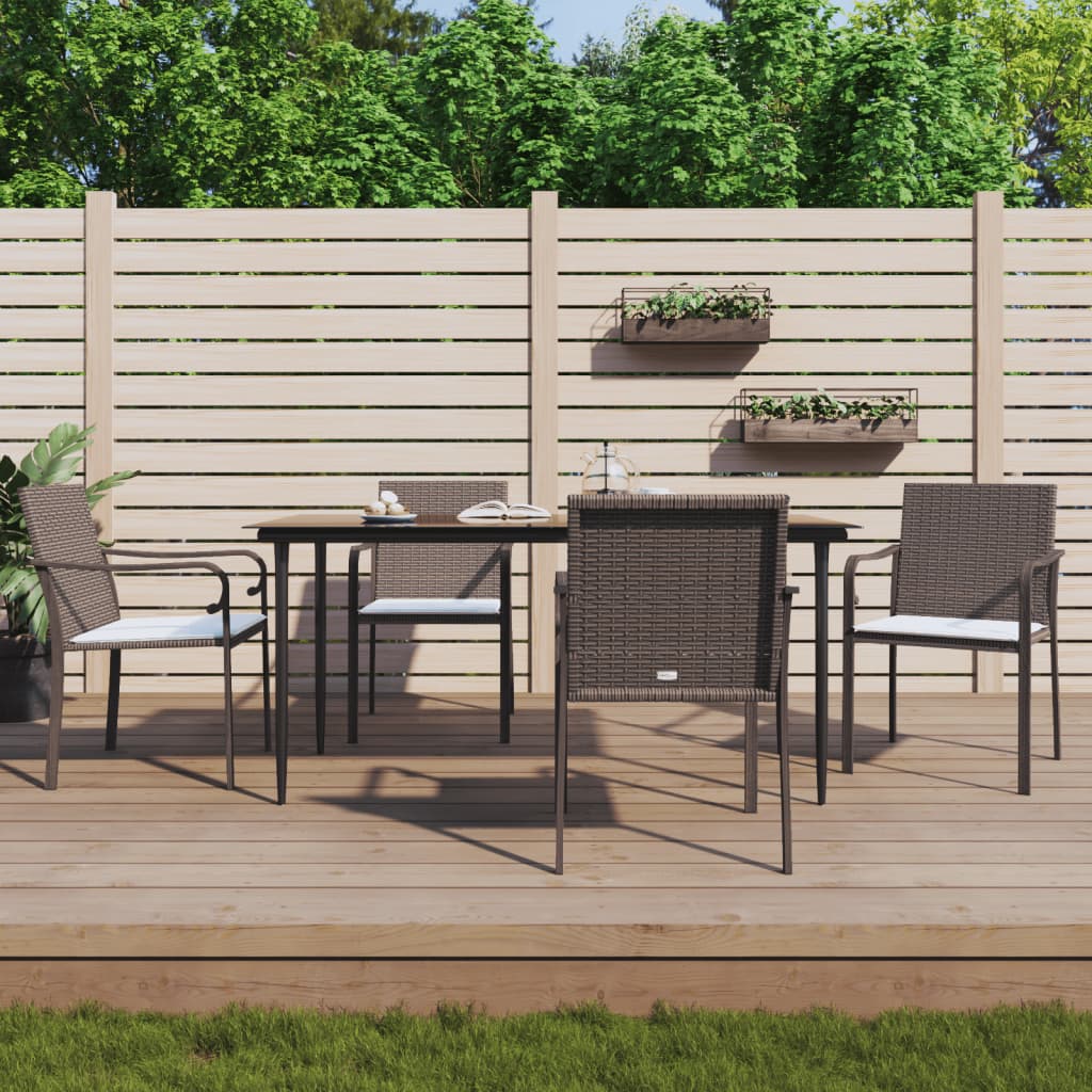 vidaXL Tr&auml;dg&aring;rdsstolar 4 st med dynor brun 56x59x84 cm konstrotting