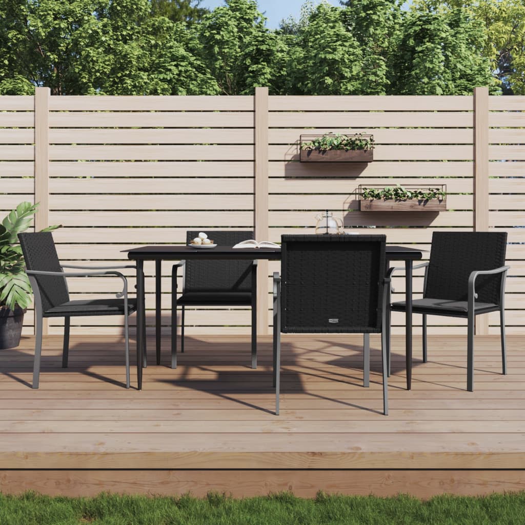 vidaXL Gartenstühle mit Kissen 4 Stk. Schwarz 56x59x84 cm Poly Rattan