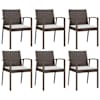 vidaXL aiatoolid patjadega 6 tk, pruun, 56,5 x 57 x 83 cm, pol&uuml;rotang