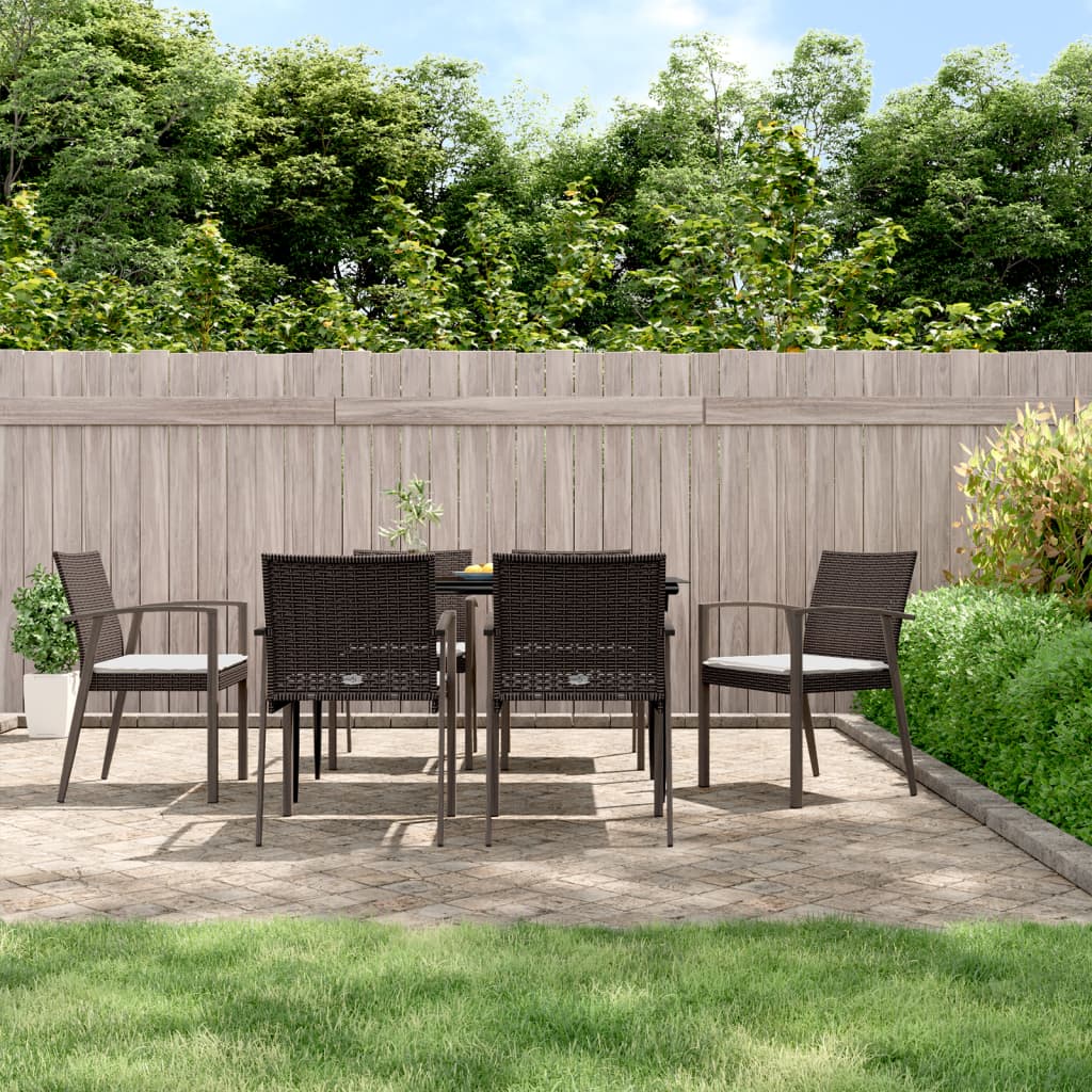 vidaXL Gartenstühle mit Kissen 6 Stk. Braun 56,5x57x83 cm Poly Rattan