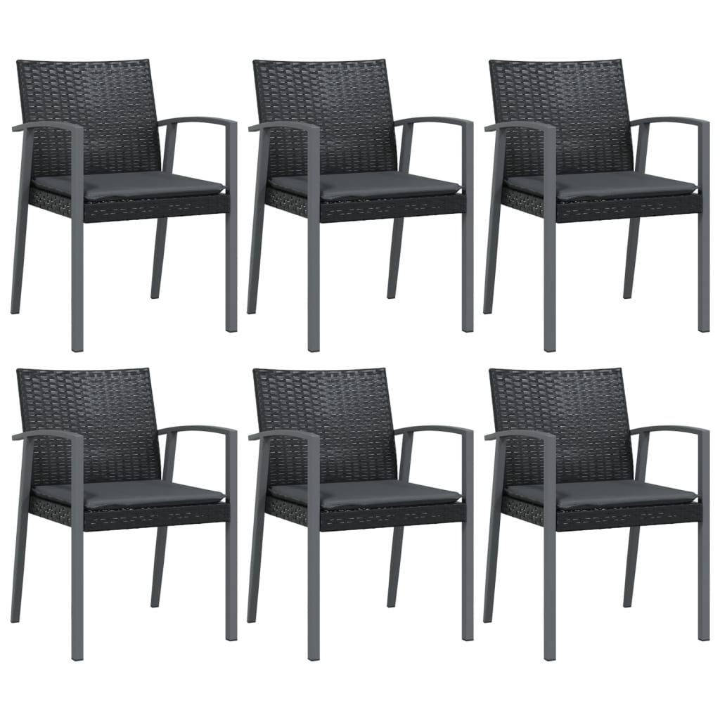 vidaXL Tuinstoelen 6 st met kussens 56,5x57x83 cm poly rattan zwart, foto 3
