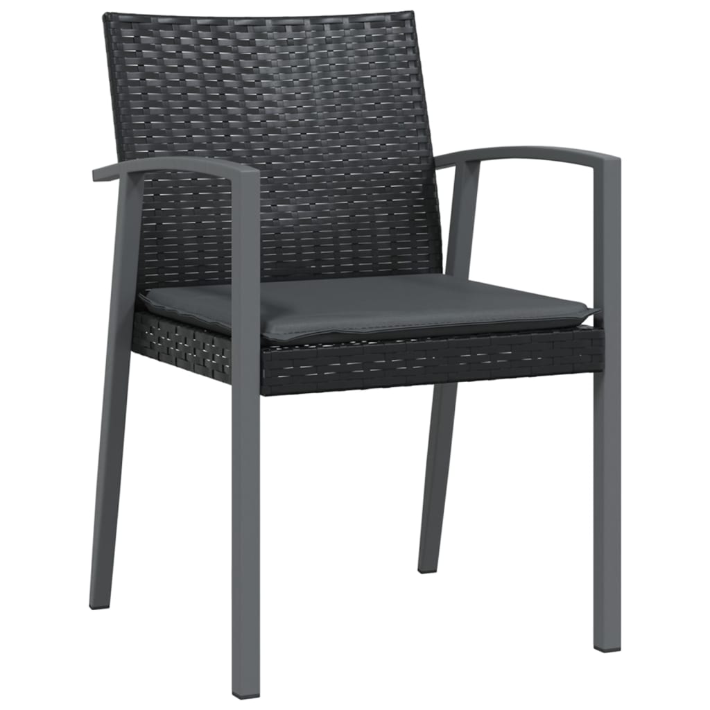 vidaXL Tuinstoelen 6 st met kussens 56,5x57x83 cm poly rattan zwart, foto 2