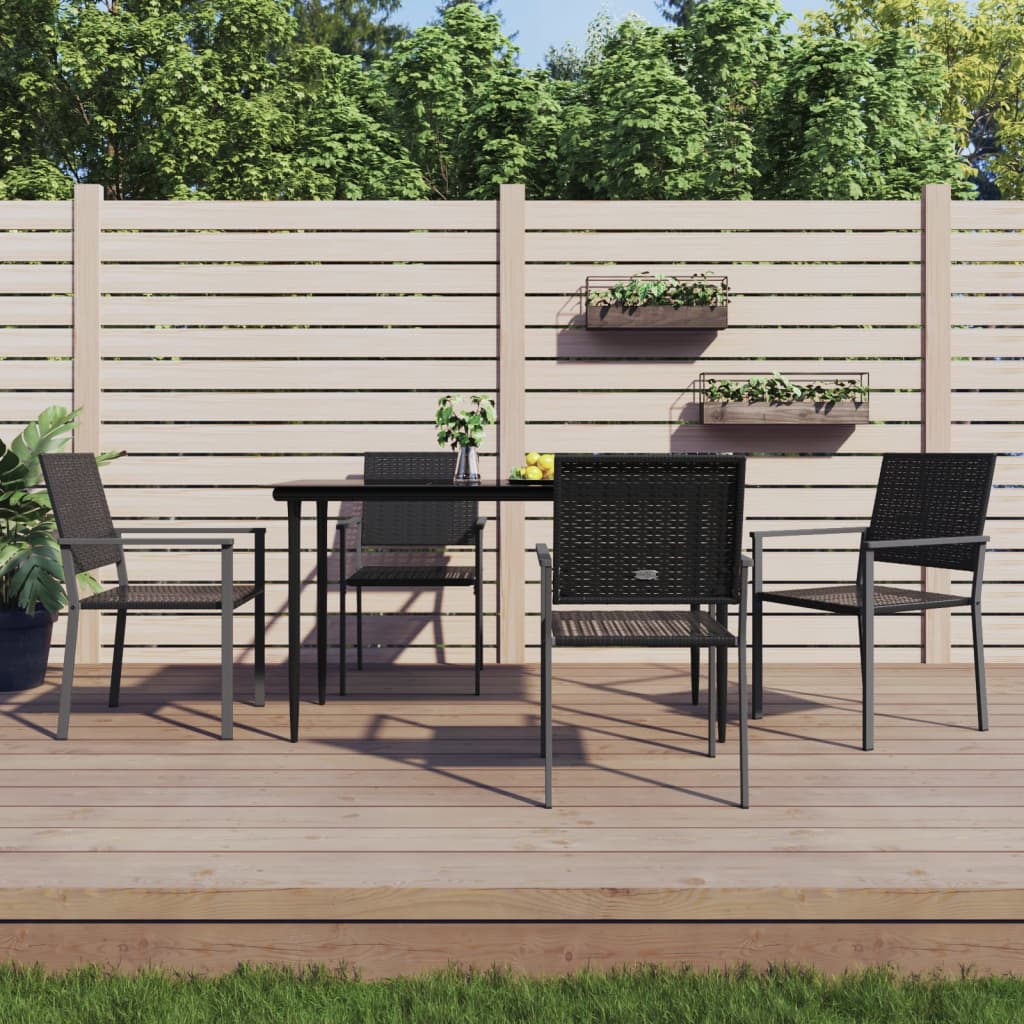 vidaXL Gartenstühle 4 Stk. Schwarz 54x62,5x89 cm Poly Rattan