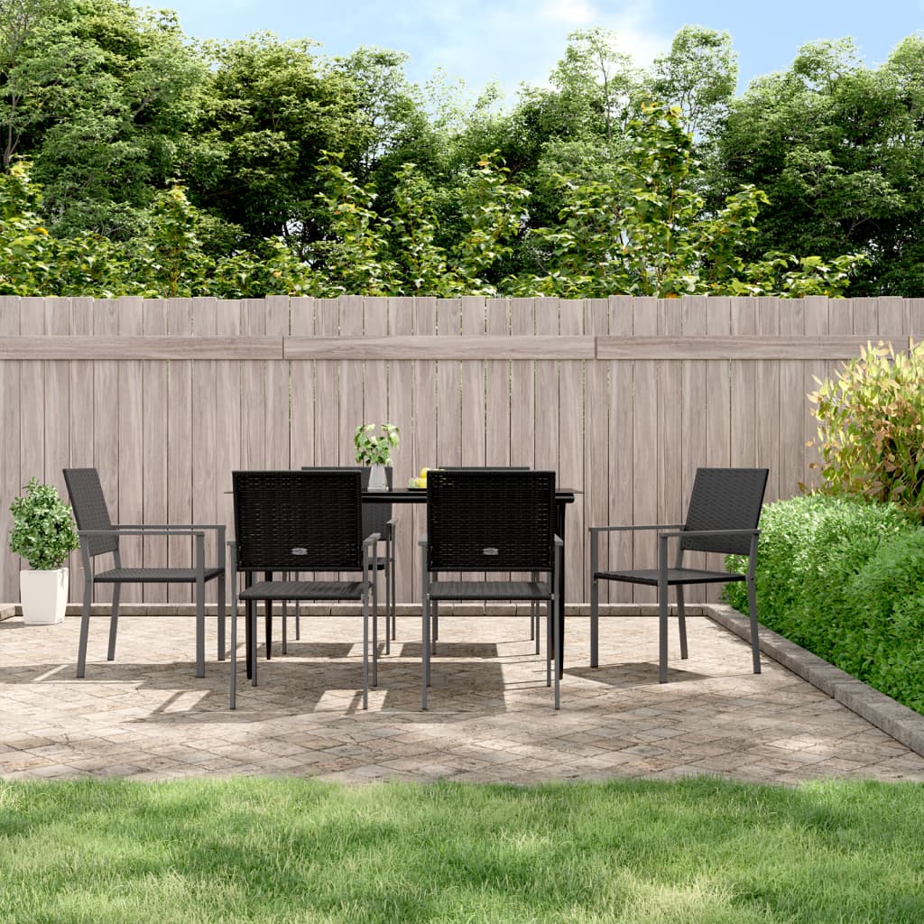vida XL Gartenstühle 6 Stk. Schwarz 54x 62,5x 89 cm Poly Rattan
