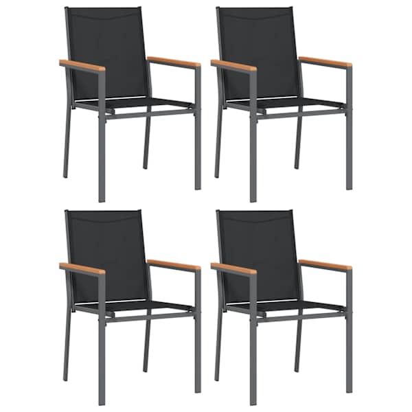 vidaXL aiatoolid 4 tk, must, 55 x 61,5 x 90 cm, tekstileen ja teras