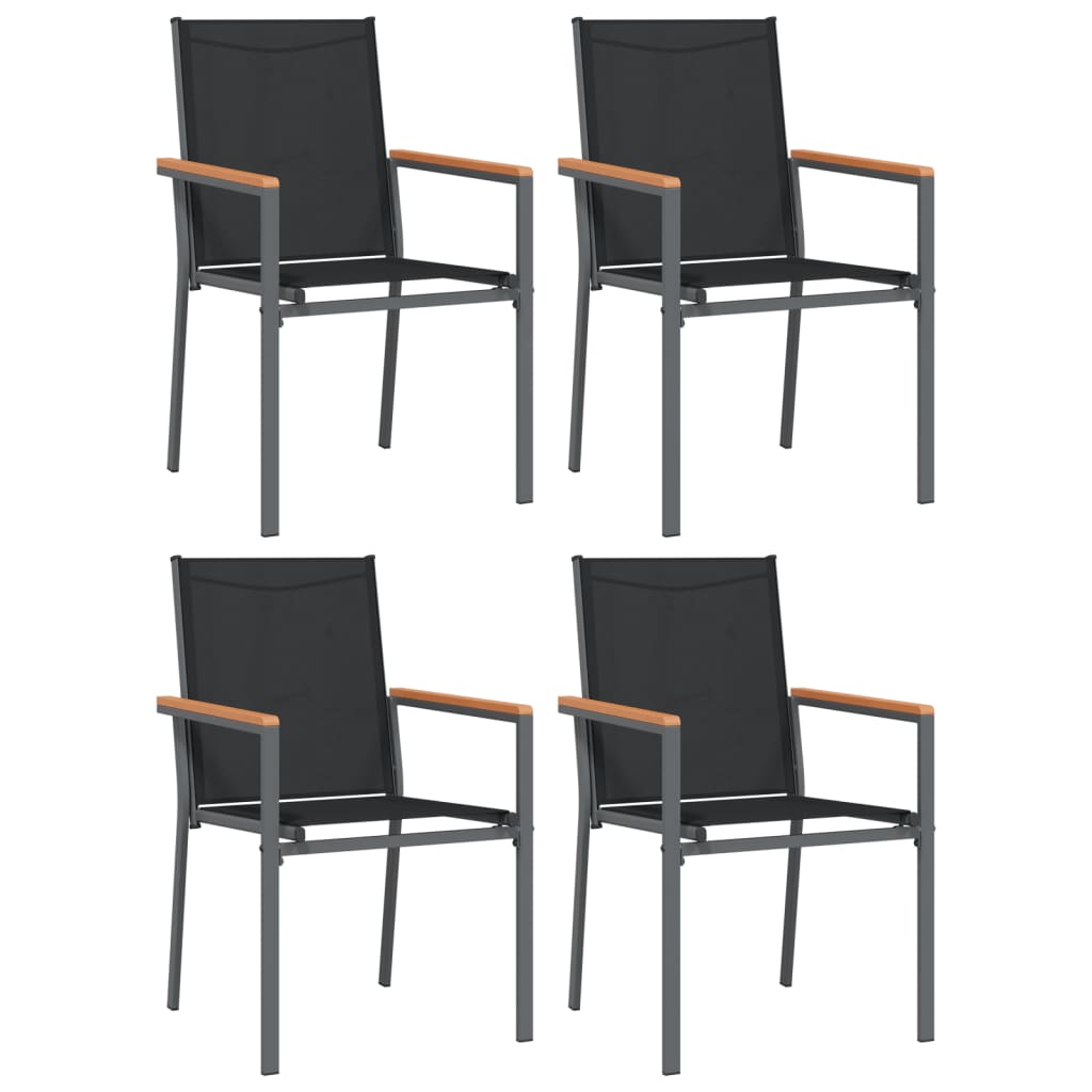 Image of vidaXL Garden Chairs 4 pcs Black 55x61.5x90 cm Textilene and Steel