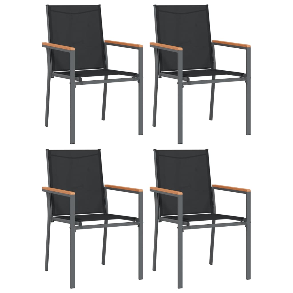 VidaXL Garden Chairs 4 Pcs Black 55x61.5x90 Cm Textilene And Steel