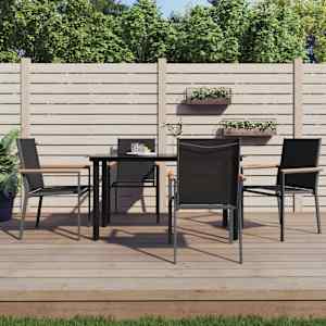 Vrtni stoli 4 kosi črni 55x61,5x90 cm textilene in jeklo