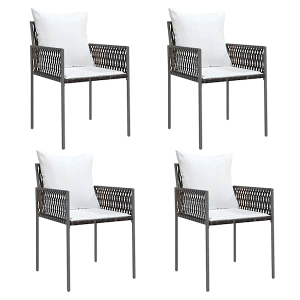 vidaXL aiatoolid patjadega 4 tk, pruun, 54 x 61 x 83 cm, pol&uuml;rotang