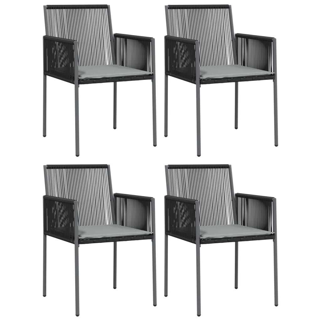 Image of vidaXL Garden Chairs with Cushions 4 pcs Black 54x60,5x83,5 cm Poly Rattan