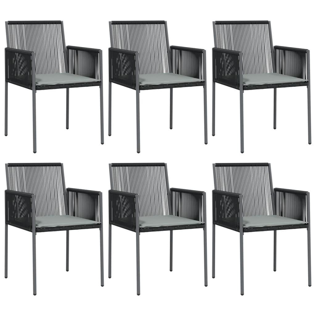 vidaXL Tuinstoelen 6 st met kussens 54x60,5x83,5 cm poly rattan zwart, foto 3