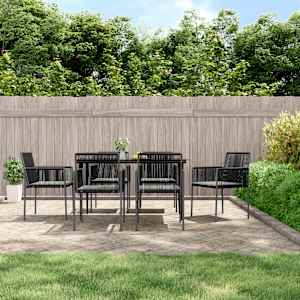 Vrtni stoli z blazinami 6 kosov črni 54x60,5x83,5 cm poli ratan