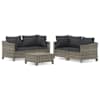 vidaXL 5-osaline aiam&ouml;&ouml;bli komplekt patjadega, hall, pol&uuml;rotang