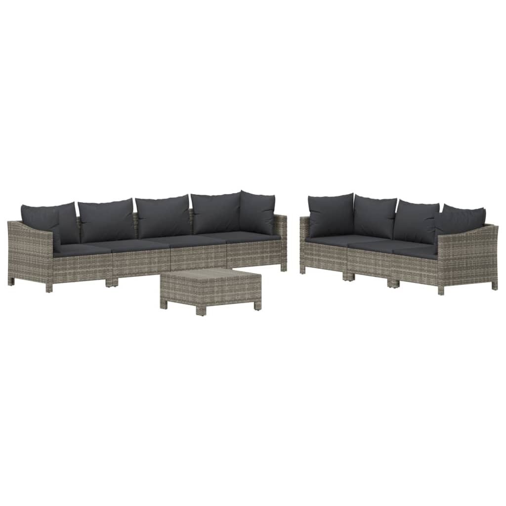 vidaXL 8-delige Loungeset met kussens poly rattan grijs afbeelding