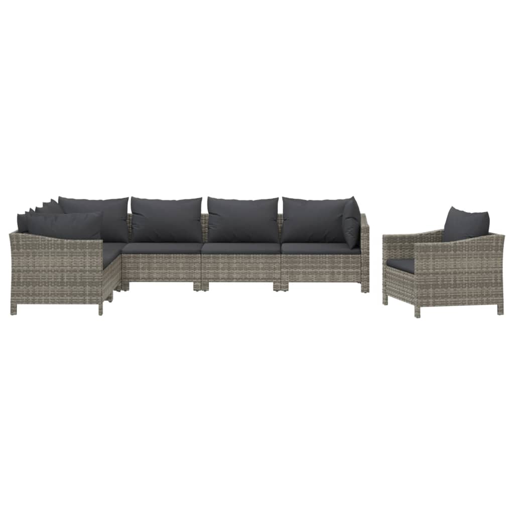 vidaXL 7-delige Loungeset met kussens poly rattan grijs afbeelding