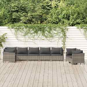 Vrtna sedežna garnitura 8-delna z blazinami siva poli ratan