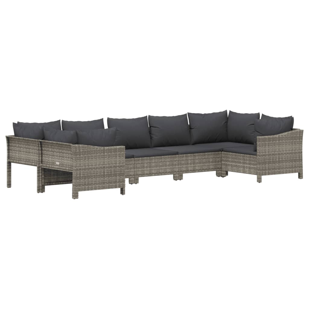 vidaXL 7-delige Loungeset met kussens poly rattan grijs afbeelding