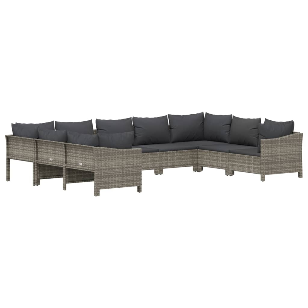 vidaXL Set mobilier de grădină cu perne, 9 piese, gri, poliratan
