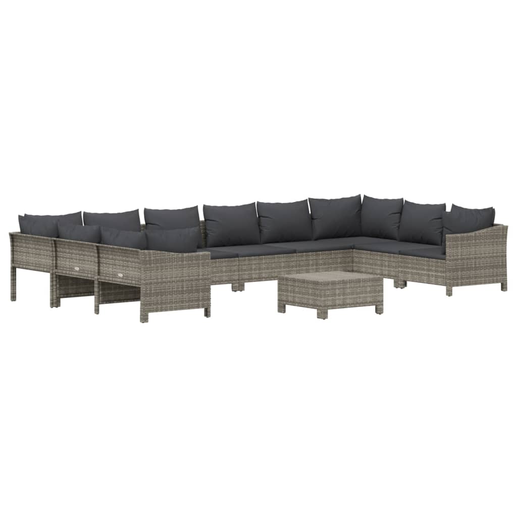 Thumbnail - vidaXL 11-tlg. Garten-Lounge-Set mit Kissen Grau Poly Rattan