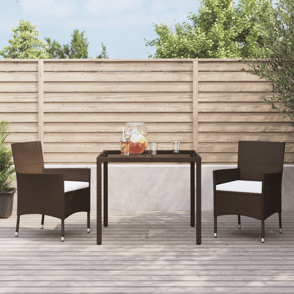 vidaXL 3-tlg. Garten-Essgruppe mit Kissen Braun Poly Rattan