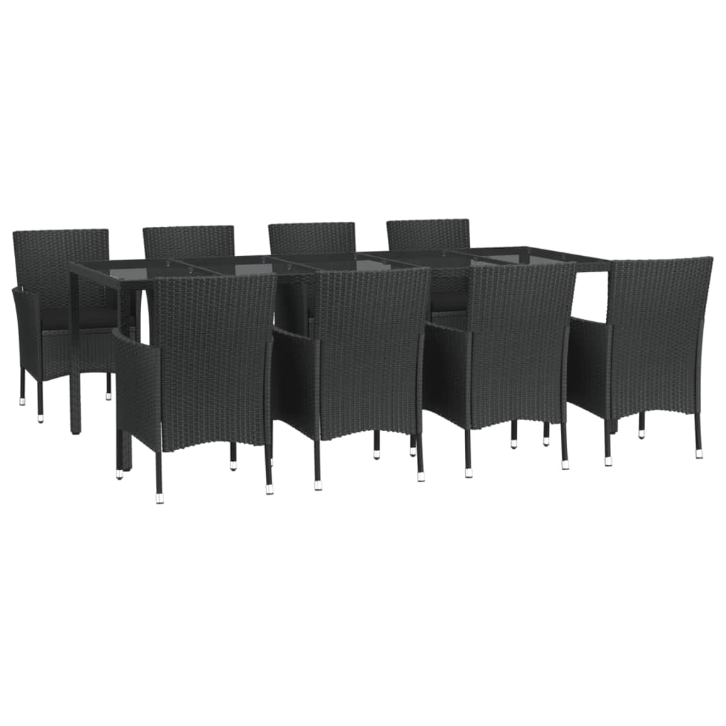 vidaXL 9-delige Tuinset poly rattan zwart afbeelding