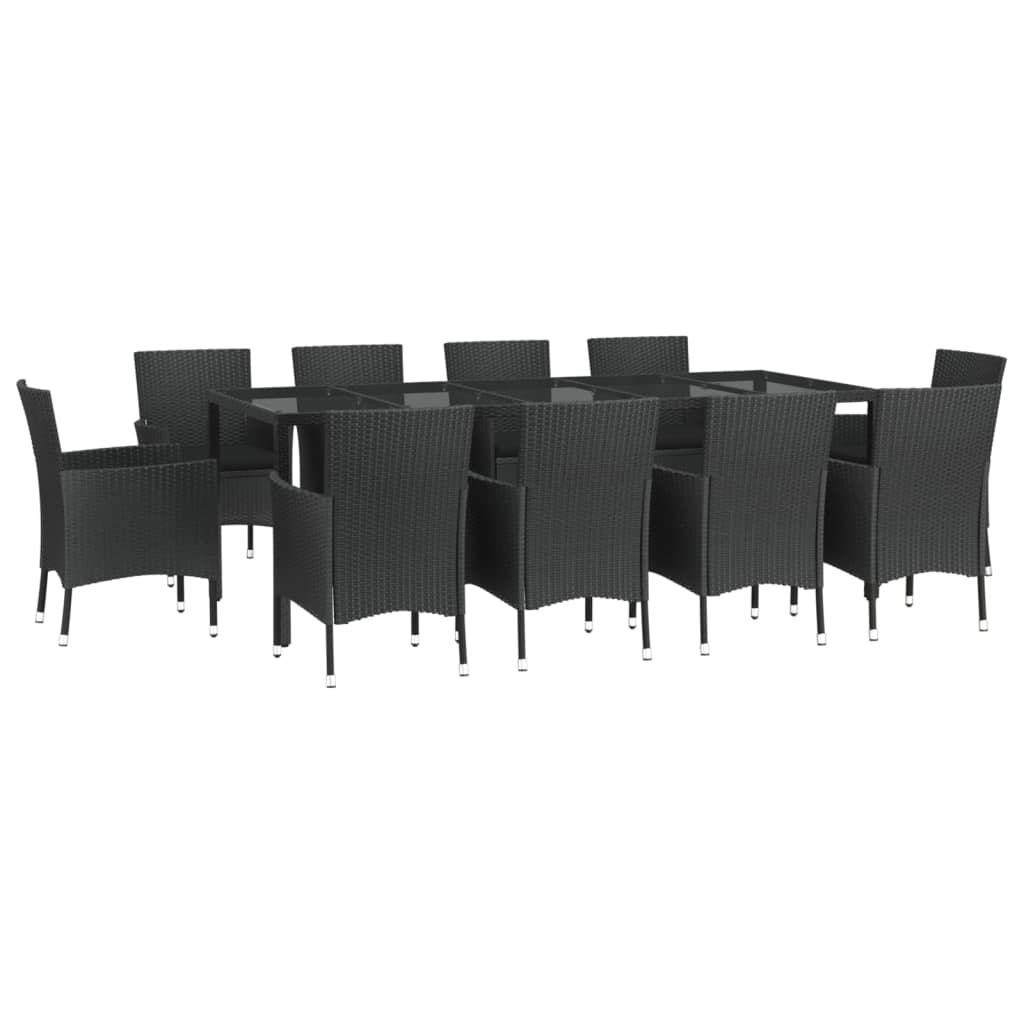 vidaXL 11-delige Tuinset met kussens poly rattan zwart afbeelding