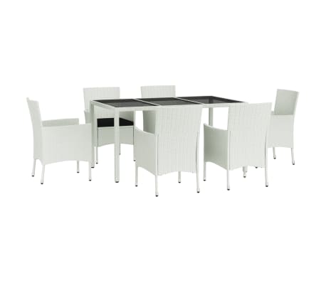 vidaXL Vrtna jedilna garnitura 7-delna z blazinami bel poli ratan