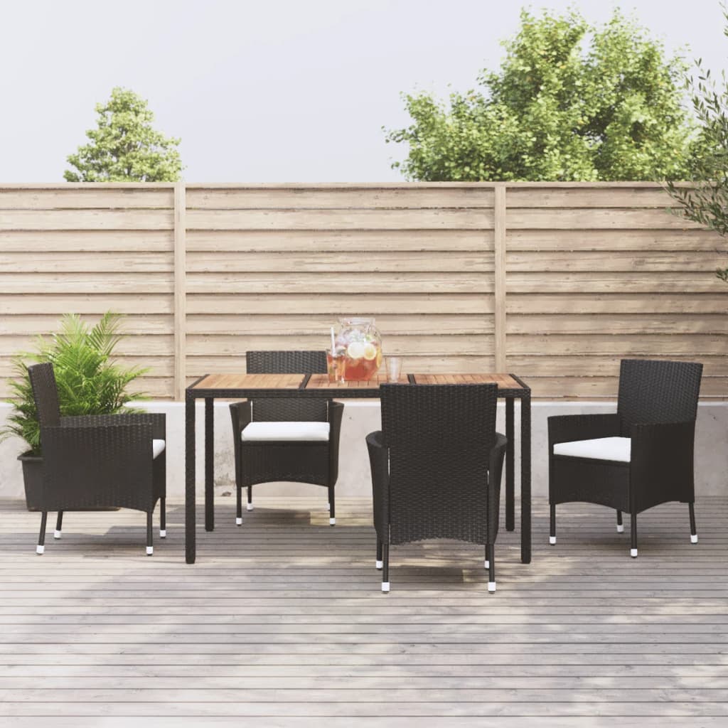 vidaXL Set mobilier de grădină cu perne, 5 piese, negru, poliratan