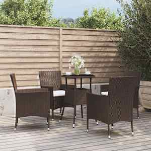 5dílný zahradní bistro set s poduškami hnědý polyratan - obrázek 1