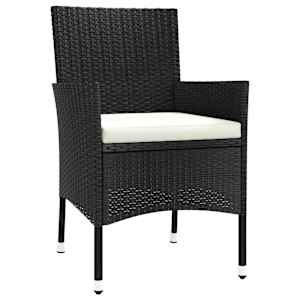 3dílný zahradní bistro set s poduškami černý polyratan - obrázek 5
