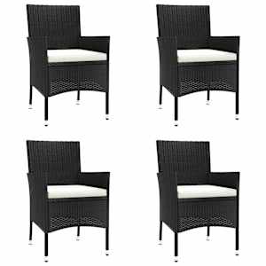 5dílný zahradní bistro set s poduškami černý polyratan - obrázek 4
