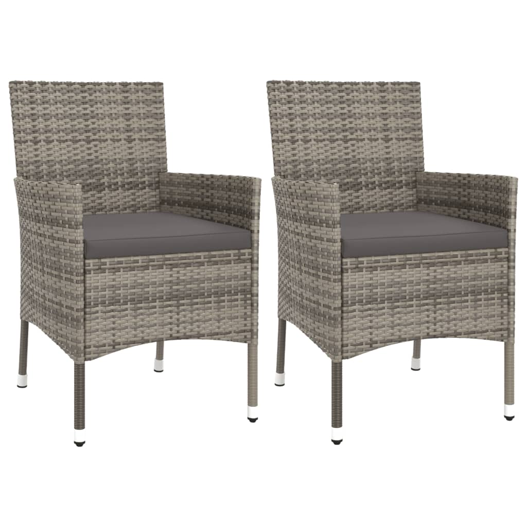 vidaXL 3-delige Bistroset met kussens poly rattan grijs afbeelding