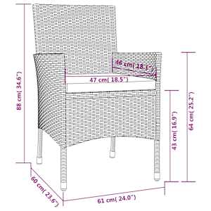 5dílný zahradní bistro set s poduškami šedý polyratan - obrázek 9