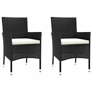 3dílný zahradní bistro set s poduškami černý polyratan - obrázek 4