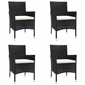 5dílný zahradní bistro set s poduškami černý polyratan - obrázek 4