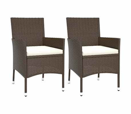 vidaXL 3 Piece Garden Dining Set with Cushions Brown Poly Rattan