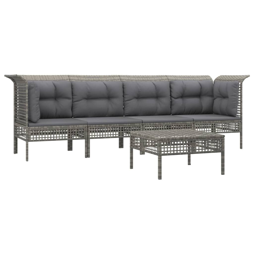 Thumbnail - vidaXL 5-tlg. Garten-Lounge-Set mit Kissen Grau Poly Rattan