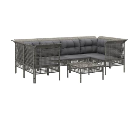 vidaXL Sodo komplektas su pagalvėlėmis, 7 dalių, pilkas, poliratanas