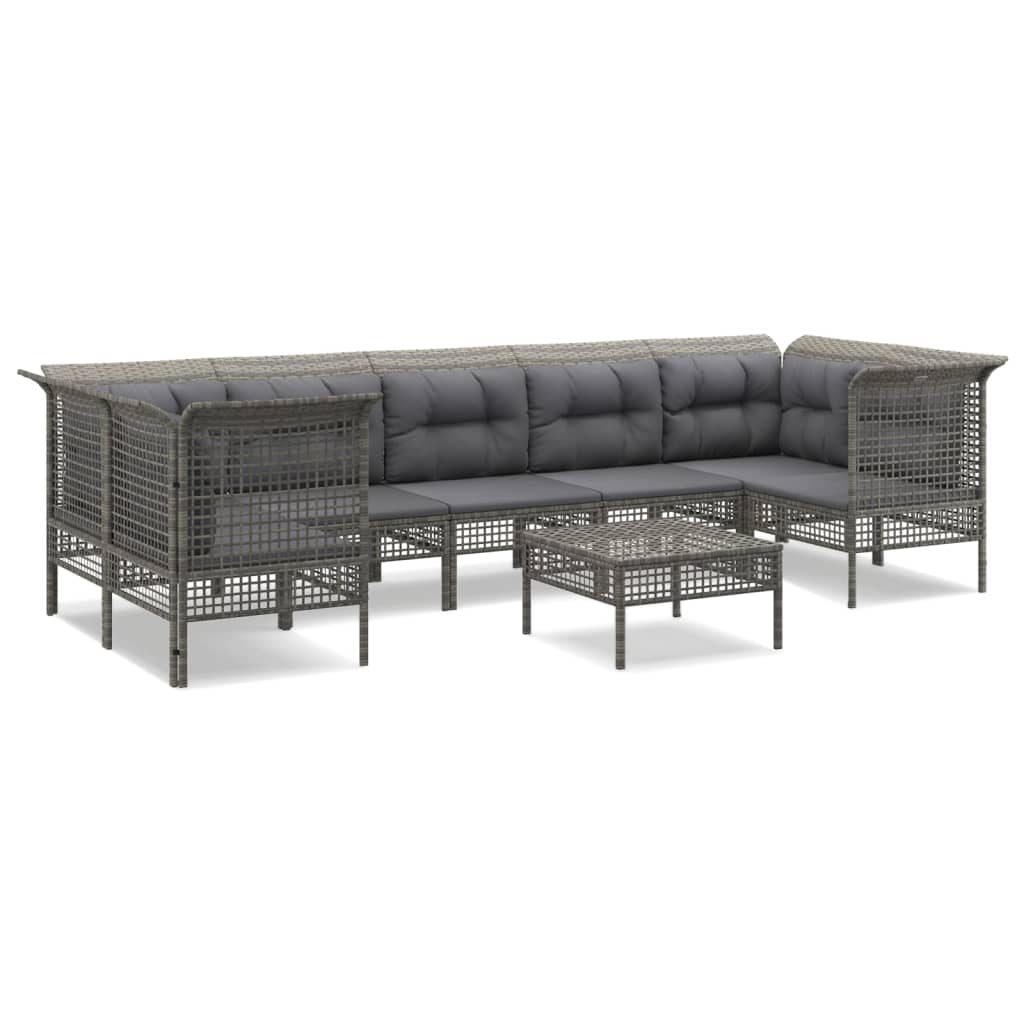 Thumbnail - vidaXL 8-tlg. Garten-Lounge-Set mit Kissen Grau Poly Rattan