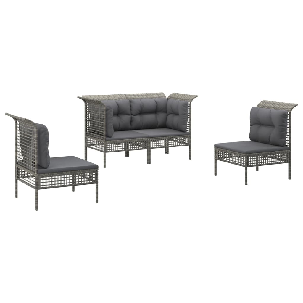 Thumbnail - vidaXL 4-tlg. Garten-Lounge-Set mit Kissen Grau Poly Rattan