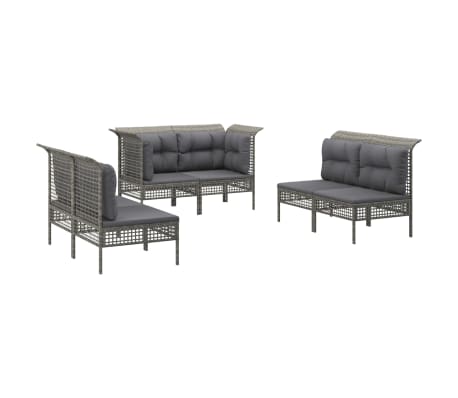 vidaXL Sodo komplektas su pagalvėlėmis, 6 dalių, pilkas, poliratanas