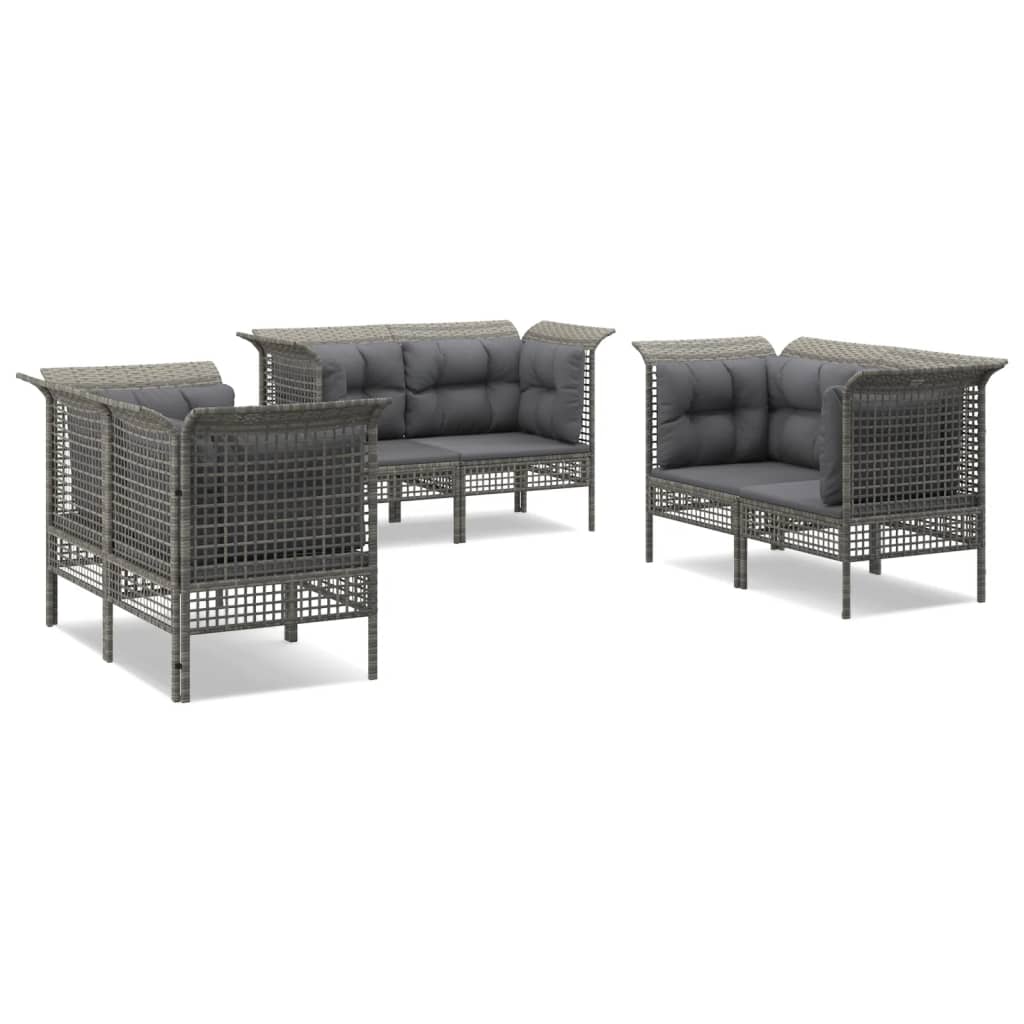 Thumbnail - vidaXL 6-tlg. Garten-Lounge-Set mit Kissen Grau Poly Rattan