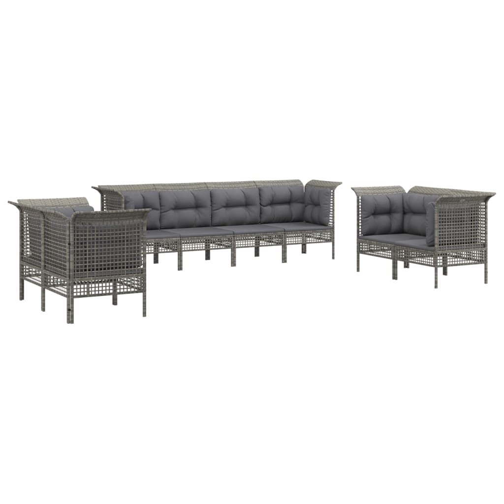 vidaXL 8-delige Loungeset met kussens poly rattan grijs afbeelding