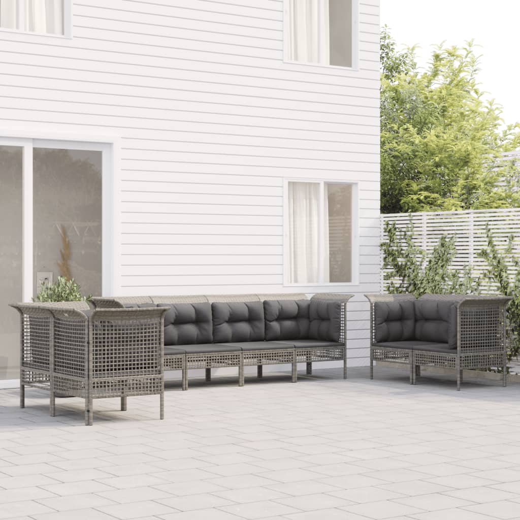 Zestaw wypoczynkowy ogrodowy - sofa narożna i środkowa, poduszki - 75x65x75 cm, szary