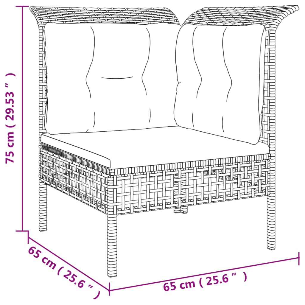 Set mobilier de grădină cu perne, 4 piese, gri, poliratan