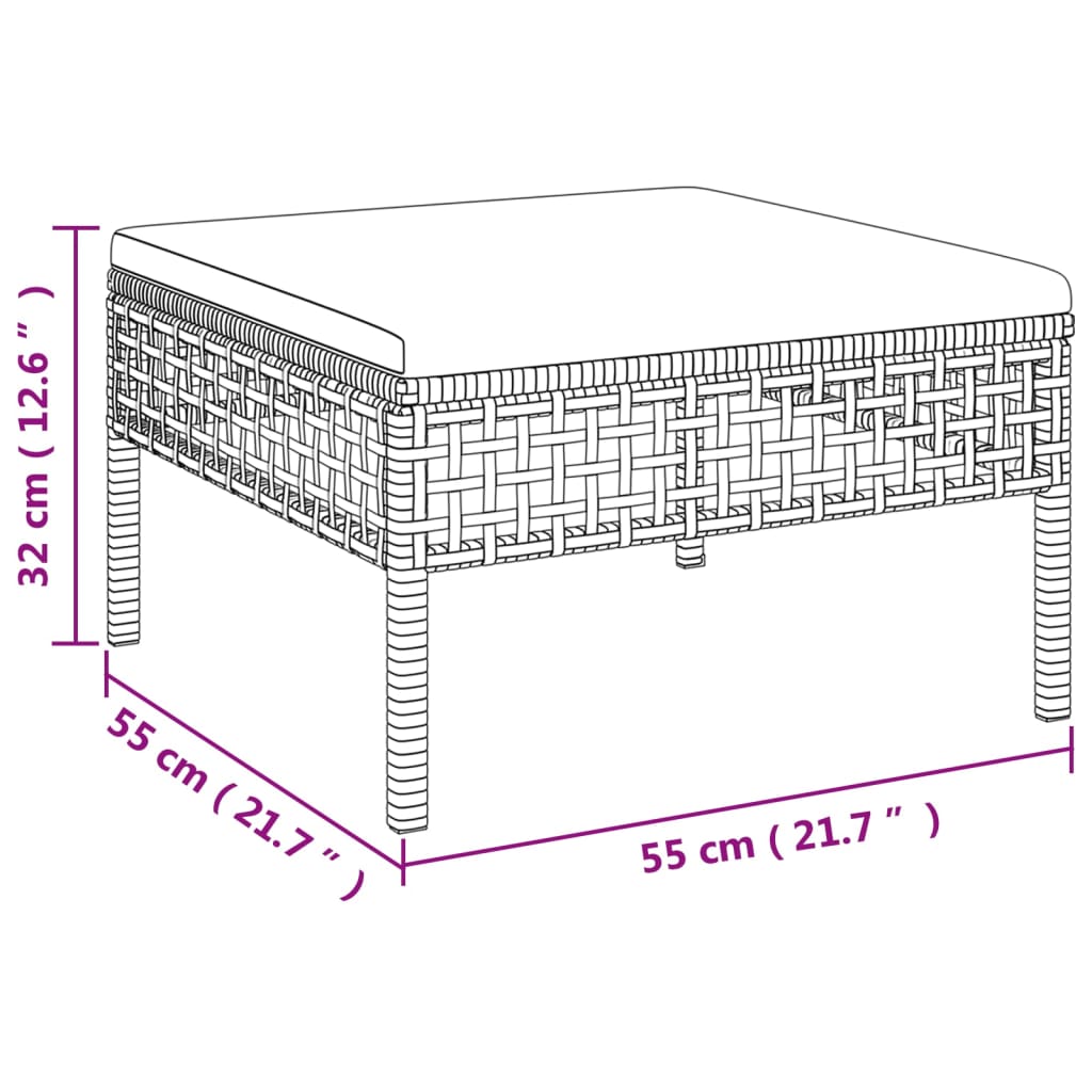 Set mobilier de grădină cu perne, 4 piese, gri, poliratan