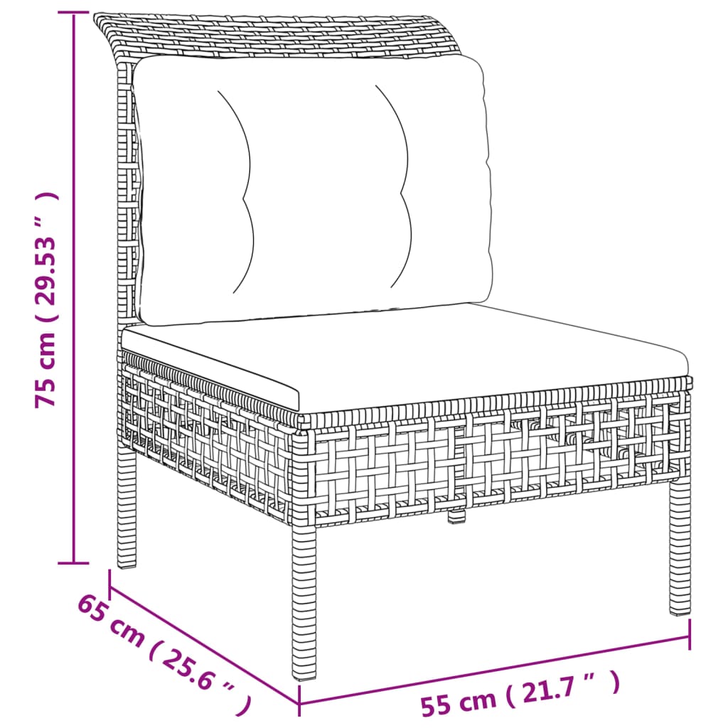  5-dielna záhradná sedacia súprava s podložkami sivá polyratan
