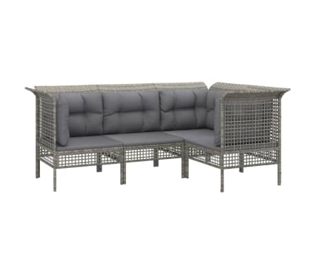 vidaXL Sodo komplektas su pagalvėlėmis, 4 dalių, pilkas, poliratanas