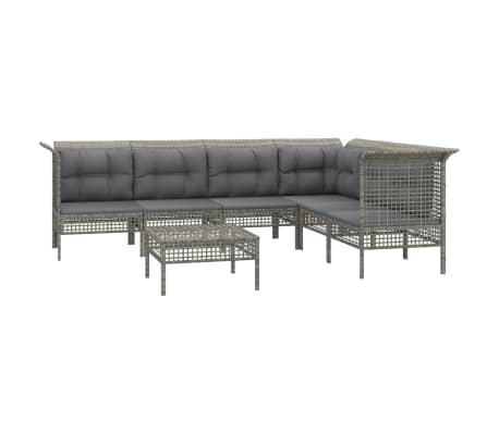 vidaXL 7-delige Loungeset met kussens poly rattan grijs
