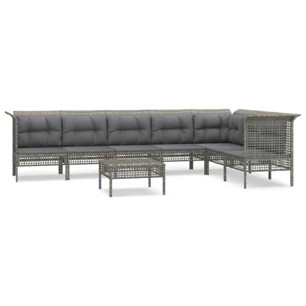 Thumbnail - vidaXL 8-tlg. Garten-Lounge-Set mit Kissen Grau Poly Rattan